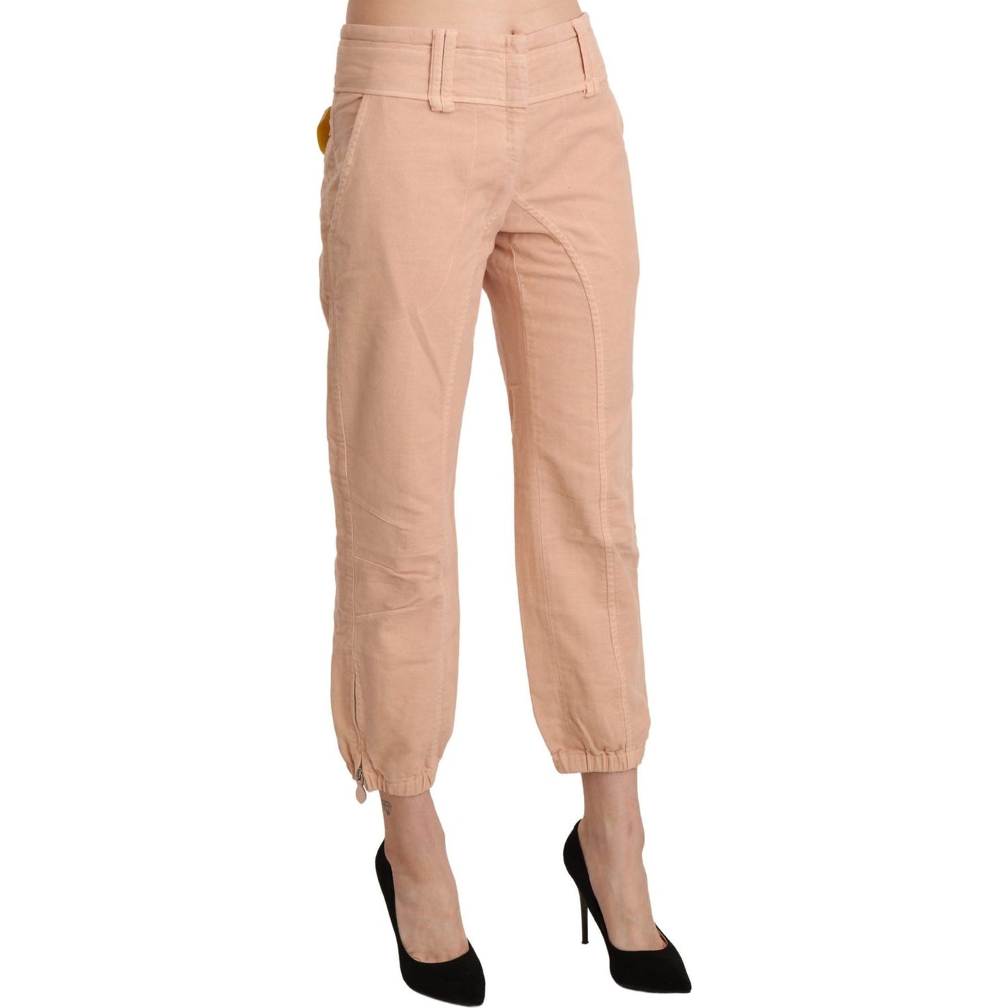 Ermanno Scervino Chic Beige Cropped Cotton Pants beige-mid-waist-cropped-cotton-trouser-pants Jeans & Pants IMG_1267-scaled-07595088-9d2.jpg
