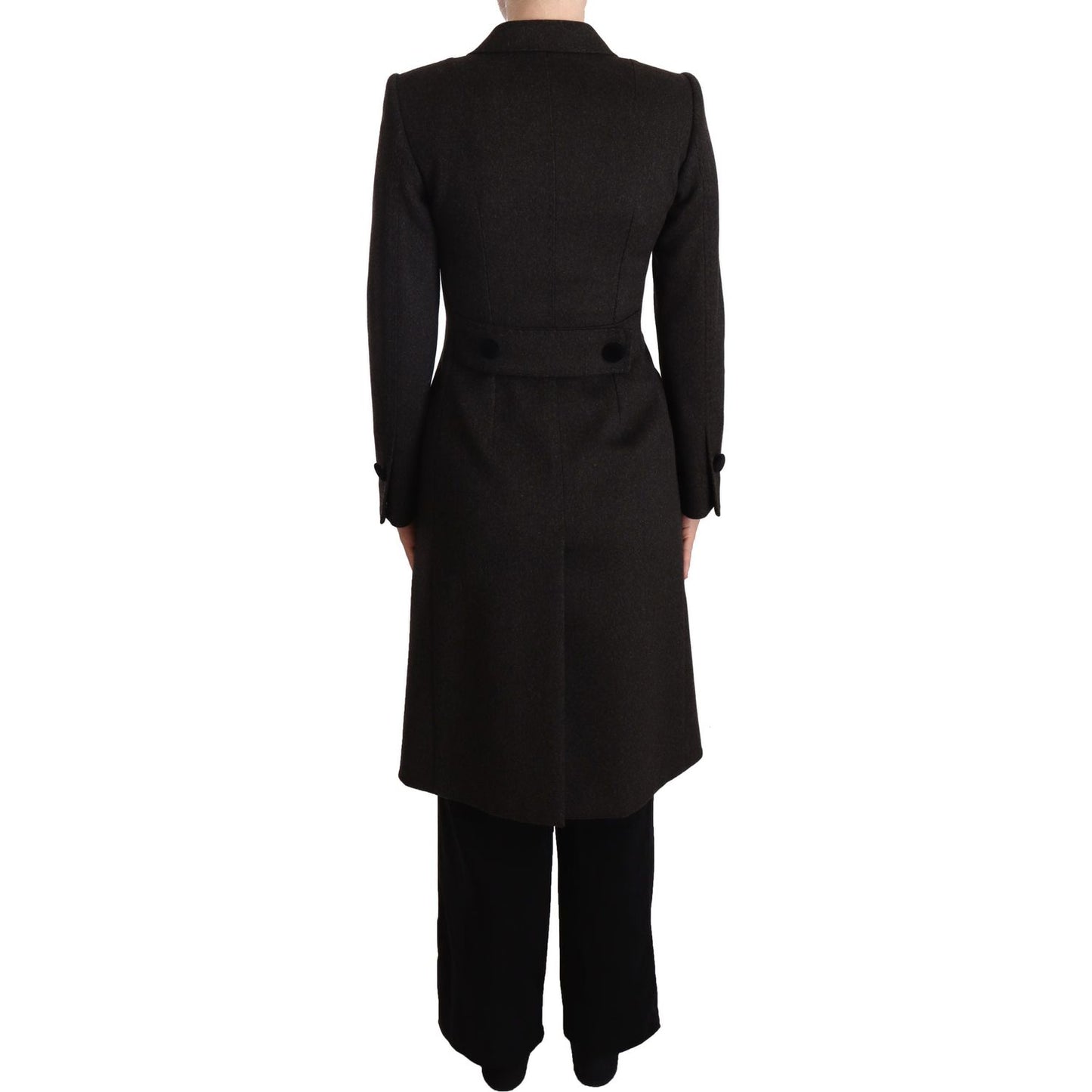 Dolce & Gabbana Gray Wool Cashmere Coat Crest Applique Jacket gray-wool-cashmere-coat-crest-applique-jacket IMG_1302-scaled-11ca603f-a14.jpg