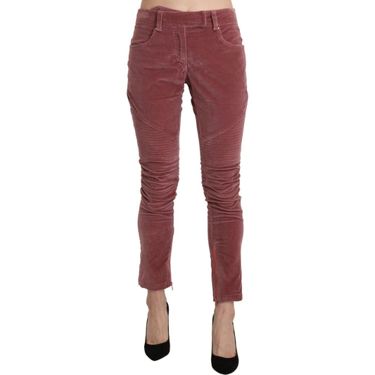 Ermanno Scervino Chic Red Mid Waist Skinny Trousers red-mid-waist-skinny-cotton-pants IMG_1304-scaled-fe7b70dd-96d.jpg