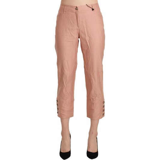 Ermanno Scervino Chic High Waist Cropped Cotton Trousers cotton-pink-high-waist-cropped-trouser-pants IMG_1333-scaled-4c6c3678-221.jpg