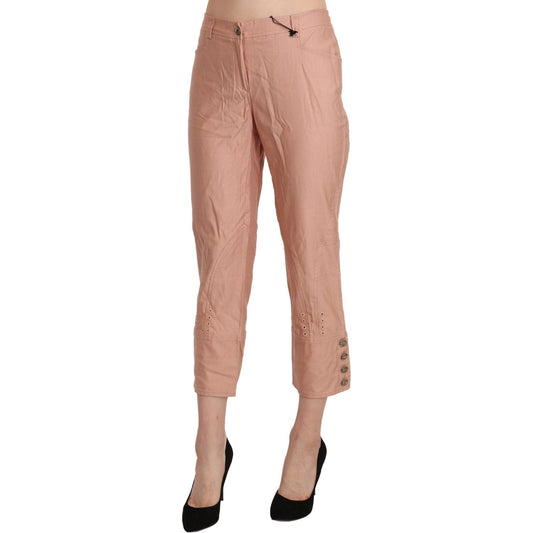 Ermanno Scervino Chic High Waist Cropped Cotton Trousers cotton-pink-high-waist-cropped-trouser-pants IMG_1335-scaled-a264322c-ede.jpg