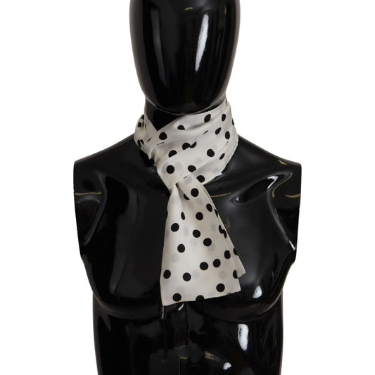 Elegant Silk Mens Scarf in Black and White Dolce & Gabbana
