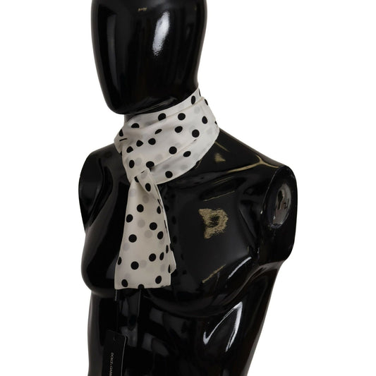 Elegant Silk Mens Scarf in Black and White Dolce & Gabbana