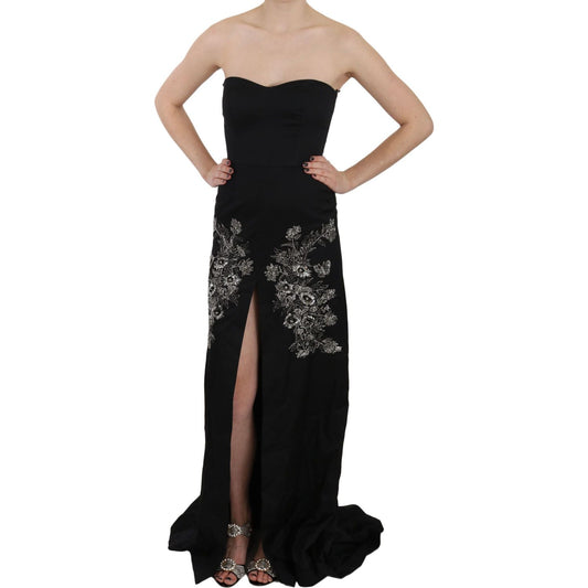 John Richmond Enchanting Black Maxi Flare Dress black-sequined-flare-ball-gown-dress