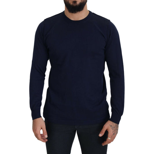 Paolo Pecora Milano Authentic Crewneck Blue Pullover Sweater blue-cotton-crewneck-pullover-sweater IMG_1396-1-scaled-80397809-f5a.jpg