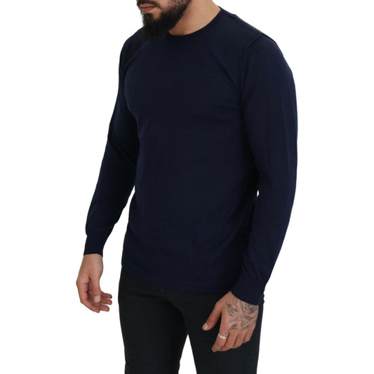 Paolo Pecora Milano Authentic Crewneck Blue Pullover Sweater blue-cotton-crewneck-pullover-sweater IMG_1397-scaled-1b66fec5-136.jpg