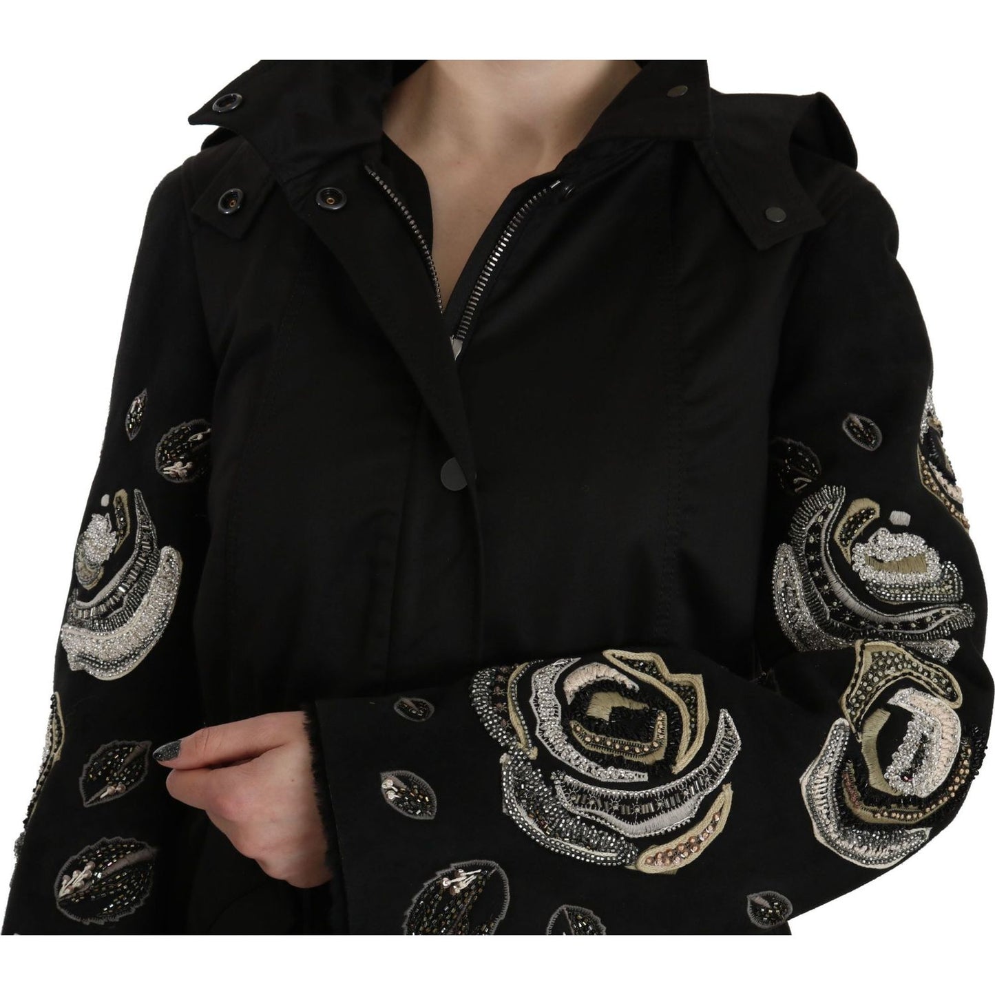 John Richmond Elegant Black Beaded Parka Jacket for Women floral-sequined-beaded-hooded-jacket-coat Coats & Jackets IMG_1406-1-scaled-946a556d-563.jpg