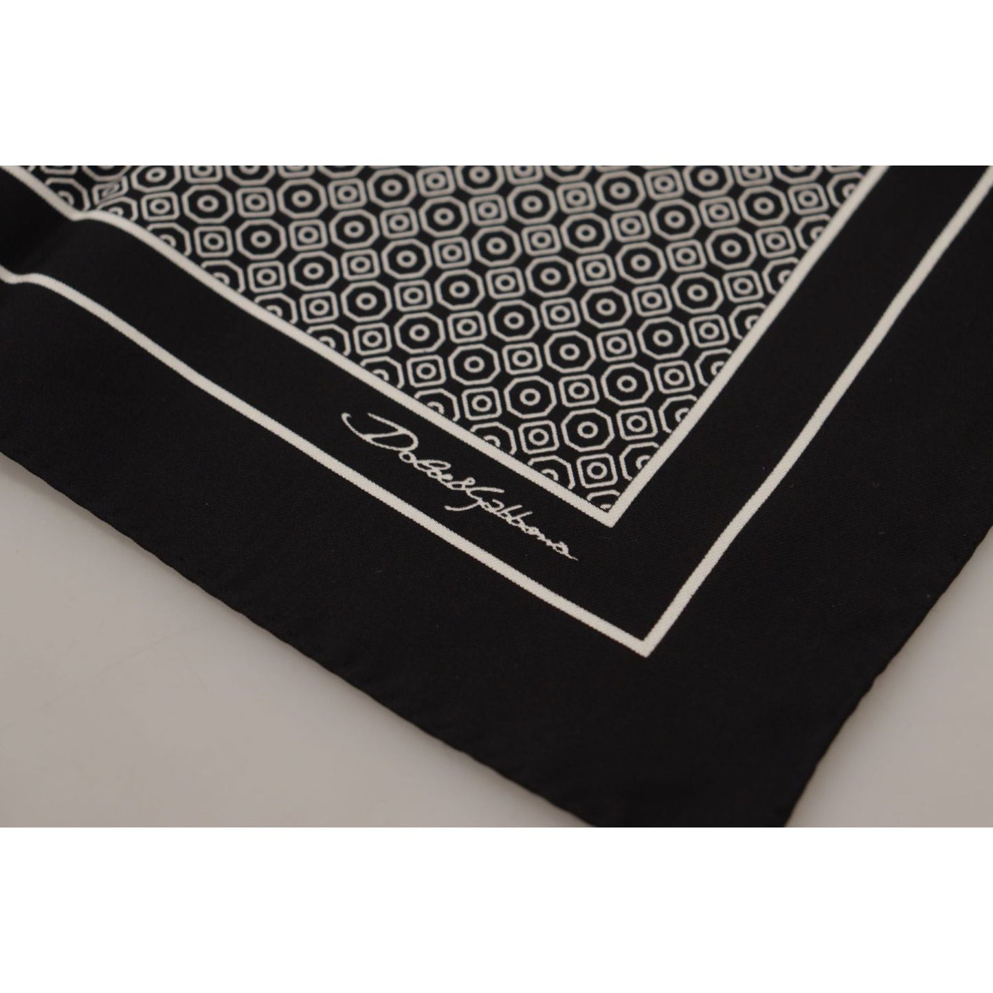 Elegant Black Silk Geometric Scarf for Men