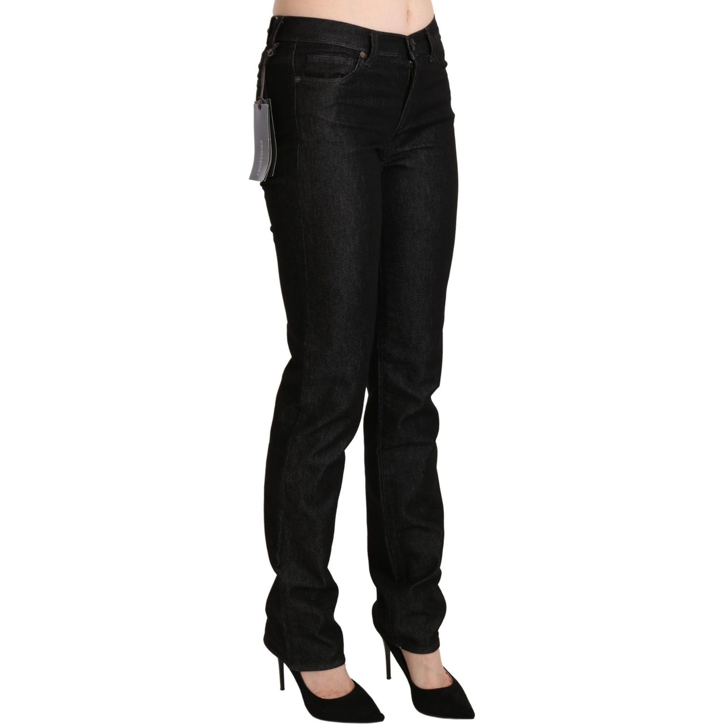 Ermanno Scervino Chic Black Mid Waist Skinny Jeans black-mid-waist-skinny-slim-denim-trouser Jeans & Pants IMG_1442-scaled-85f82b15-766.jpg
