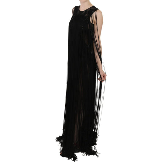 John Richmond Sheer Sequined Maxi Elegance Dress black-silk-beaded-sequined-sheer-dress