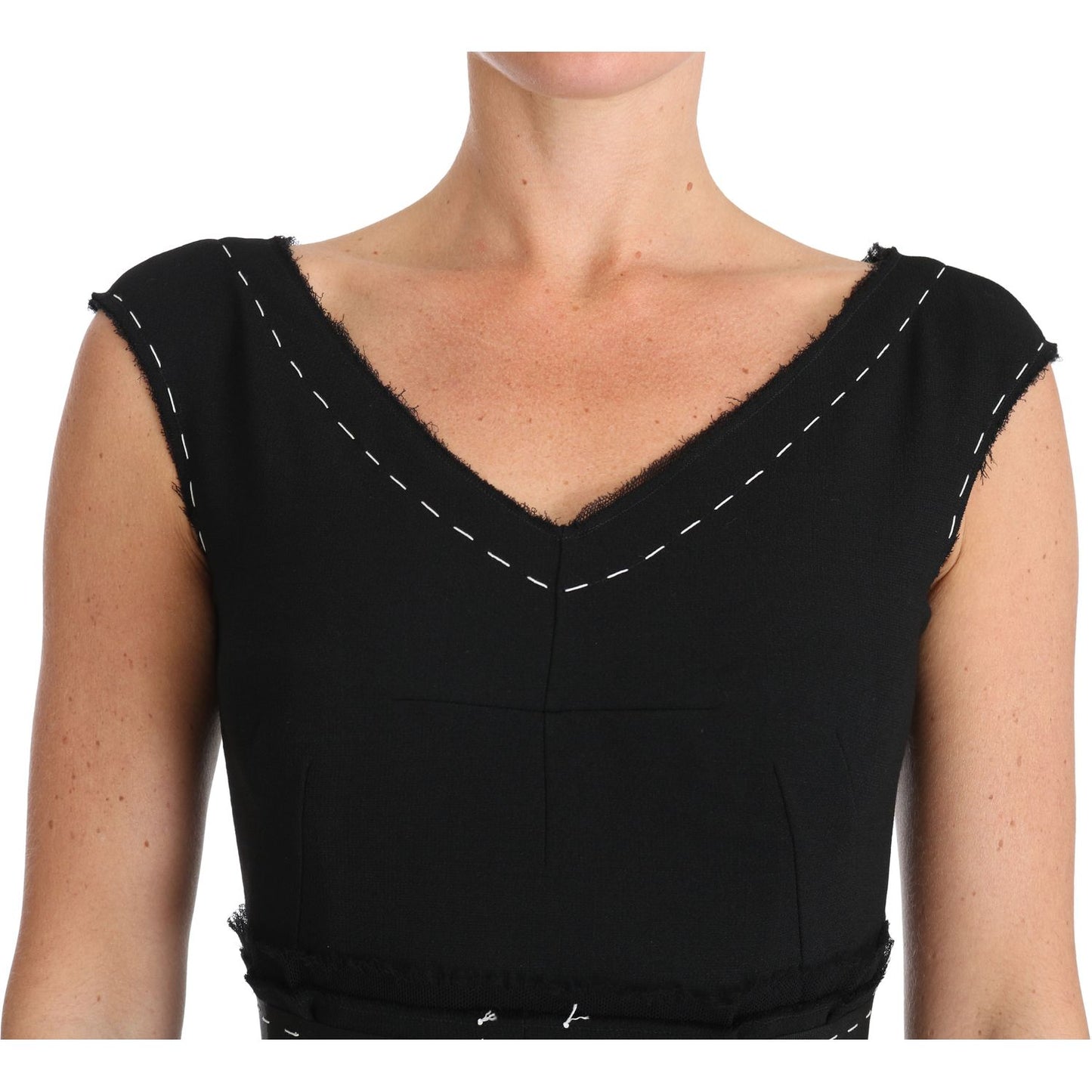 Dolce & Gabbana Elegant Black Sheath Wool Dress black-wool-stretch-a-line-sheath-dress IMG_1505.jpg