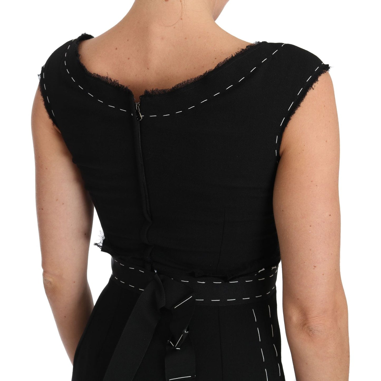 Dolce & Gabbana Elegant Black Sheath Wool Dress black-wool-stretch-a-line-sheath-dress IMG_1506.jpg
