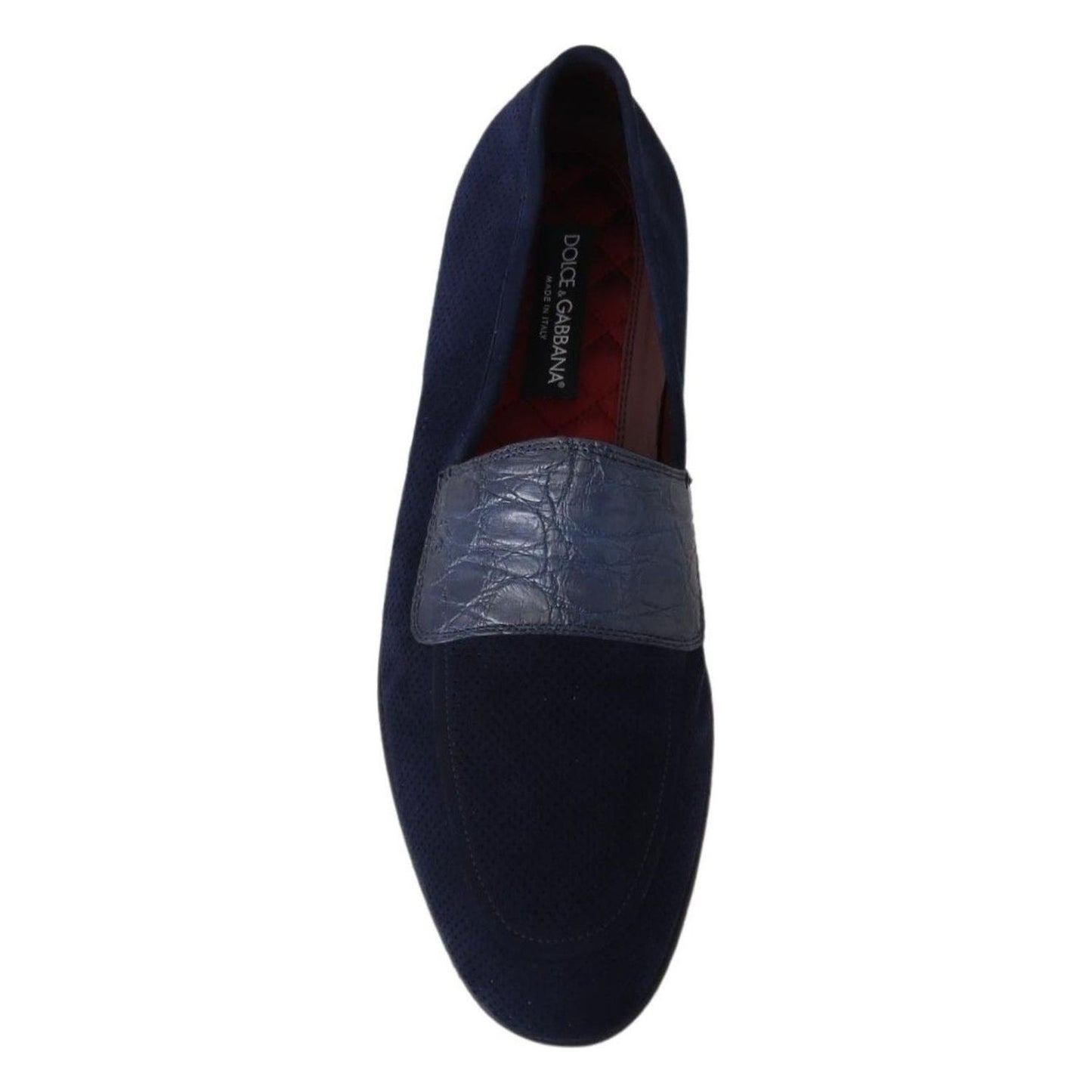 Dolce & Gabbana Elegant Blue Suede Leather Loafers blue-suede-caiman-loafers-slippers-shoes IMG_1587-84659beb-dbf.jpg