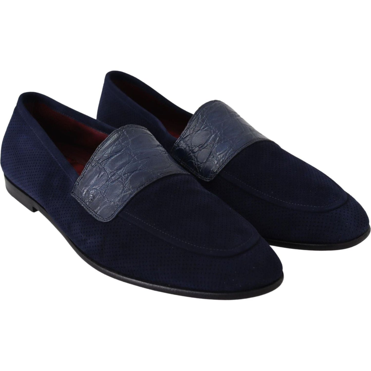 Dolce & Gabbana Elegant Blue Suede Leather Loafers blue-suede-caiman-loafers-slippers-shoes IMG_1591-580161d9-fd5.jpg