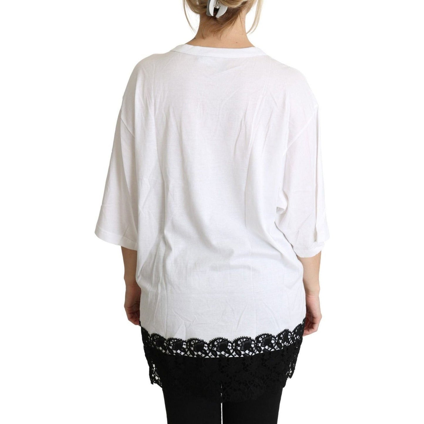 Dolce & GabbanaElegant White Cotton Blend T-ShirtMcRichard Designer Brands£419.00