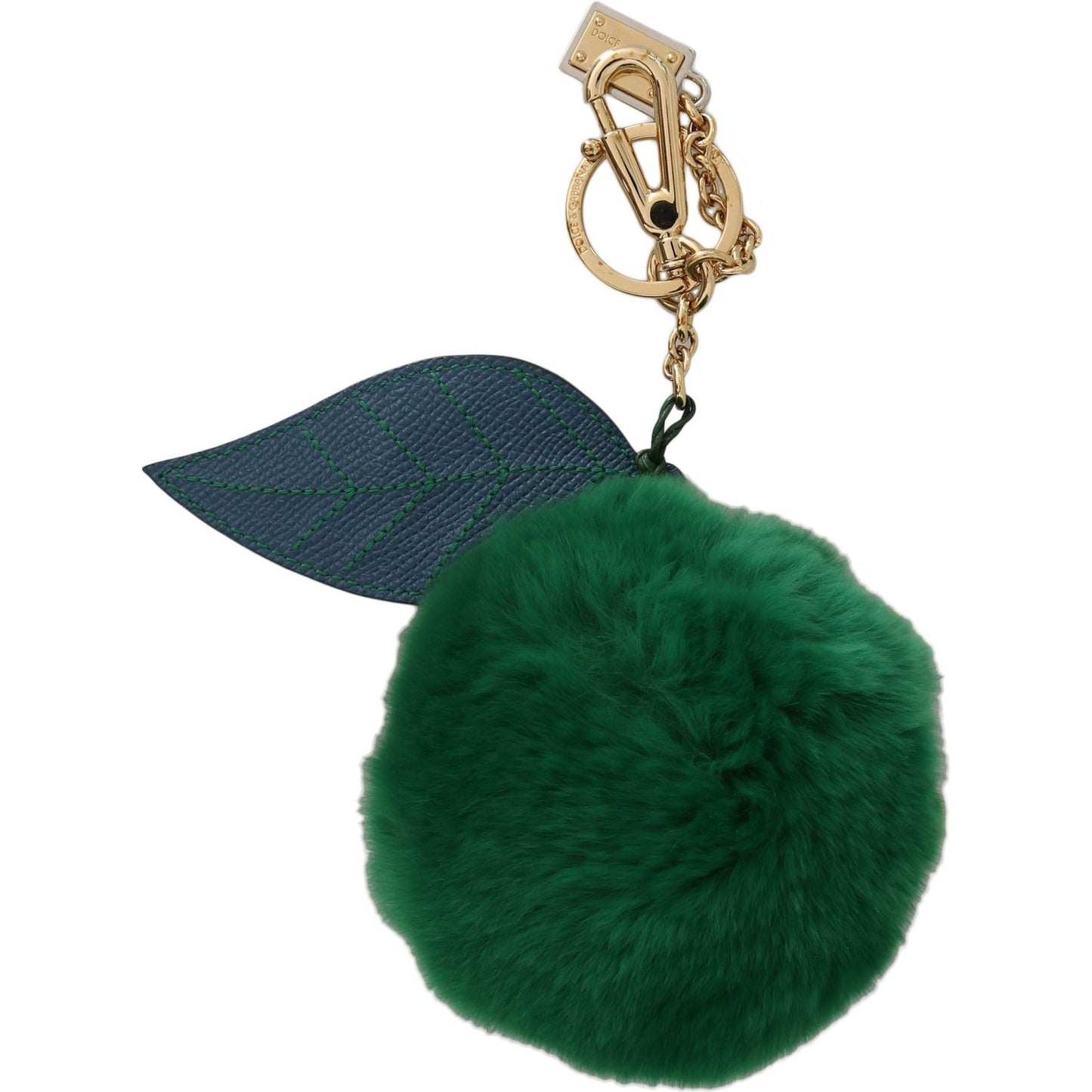 Dolce & Gabbana Elegant Tricolor Fur Ball Keychain green-leather-fur-gold-clasp-keyring-women-keychain Keychain IMG_1638-scaled-75650197-e73.jpg