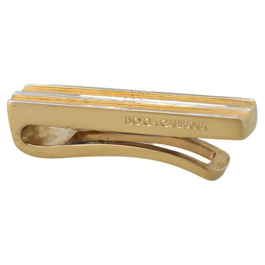 Dolce & Gabbana Elegant Gold Brass Tie Clip for Men gold-silver-brass-logo-men-tie-clip IMG_1688-2-6bd9b74e-832.jpg