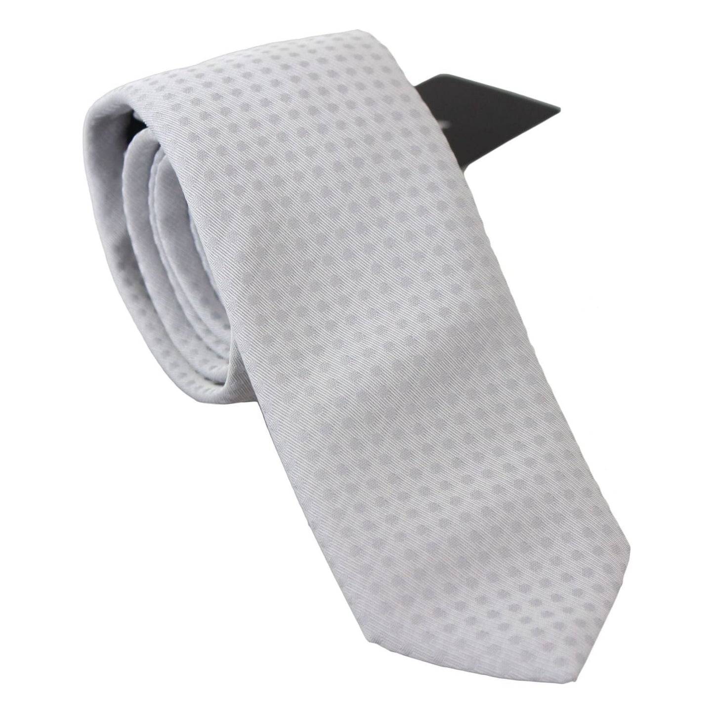 Dolce & Gabbana Elegant White Patterned Silk Blend Neck Tie white-patterned-classic-mens-slim-necktie-tie Necktie IMG_1756-scaled-b073d9d0-8b5.jpg