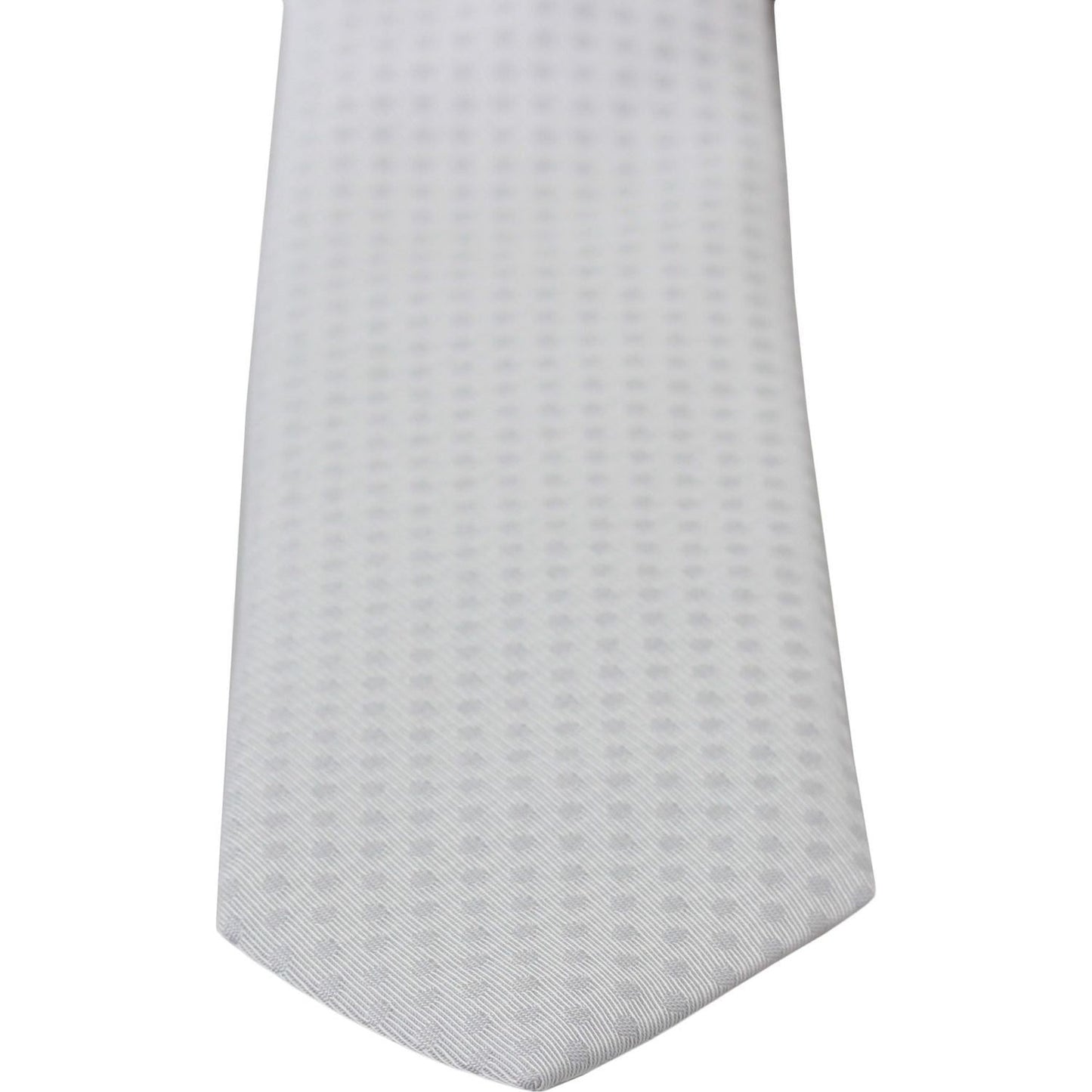 Dolce & Gabbana Elegant White Patterned Silk Blend Neck Tie white-patterned-classic-mens-slim-necktie-tie Necktie IMG_1757-0b73c29f-2b8.jpg