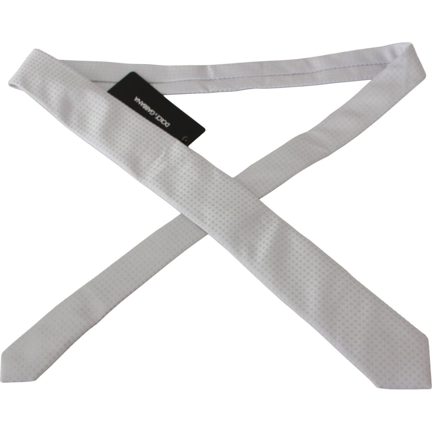 Dolce & Gabbana Elegant White Patterned Silk Blend Neck Tie white-patterned-classic-mens-slim-necktie-tie Necktie IMG_1758-scaled-17c631ae-11d.jpg