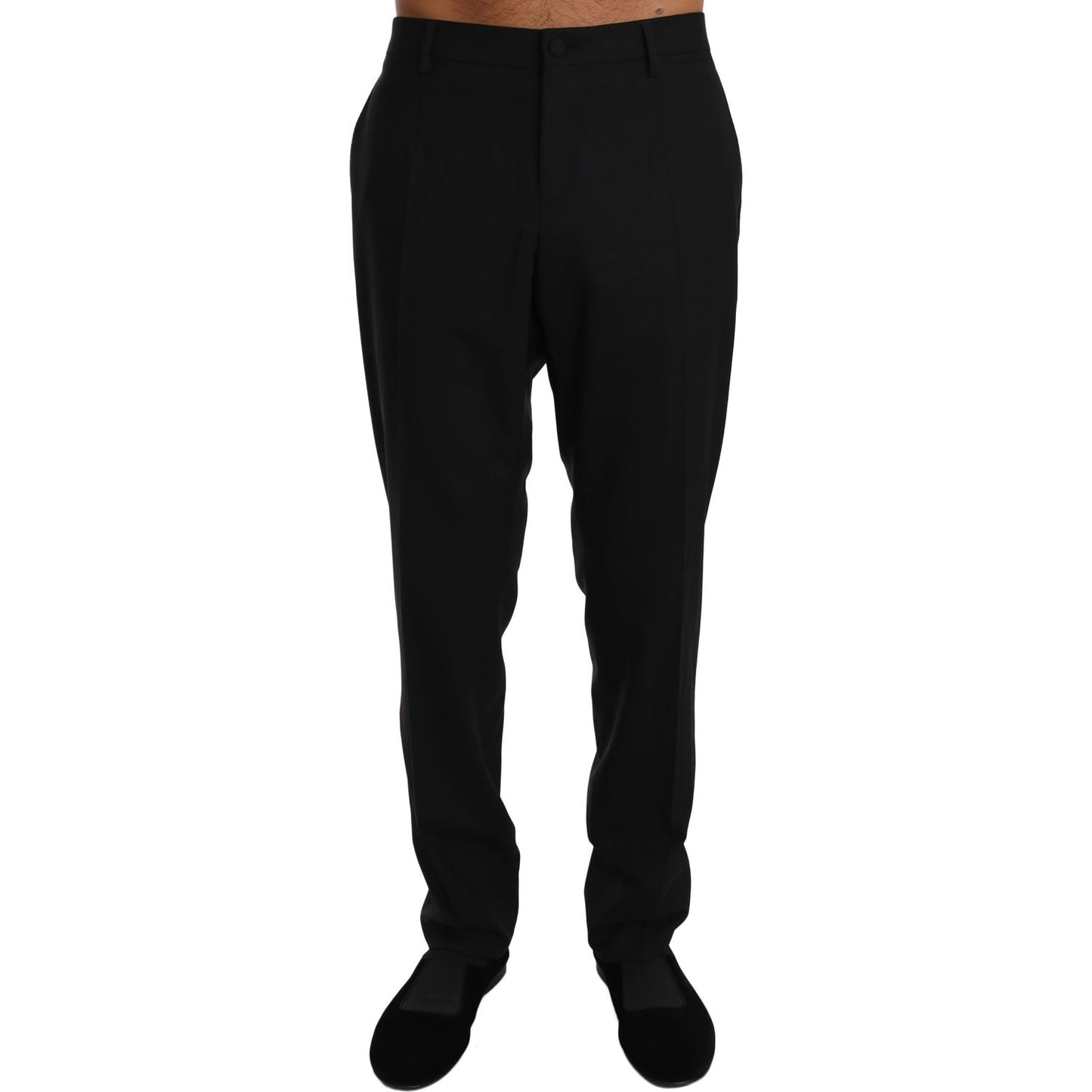 Dolce & Gabbana Elegant Formal Wool Blend Trousers black-wool-stretch-dress-trousers-pants Jeans & Pants