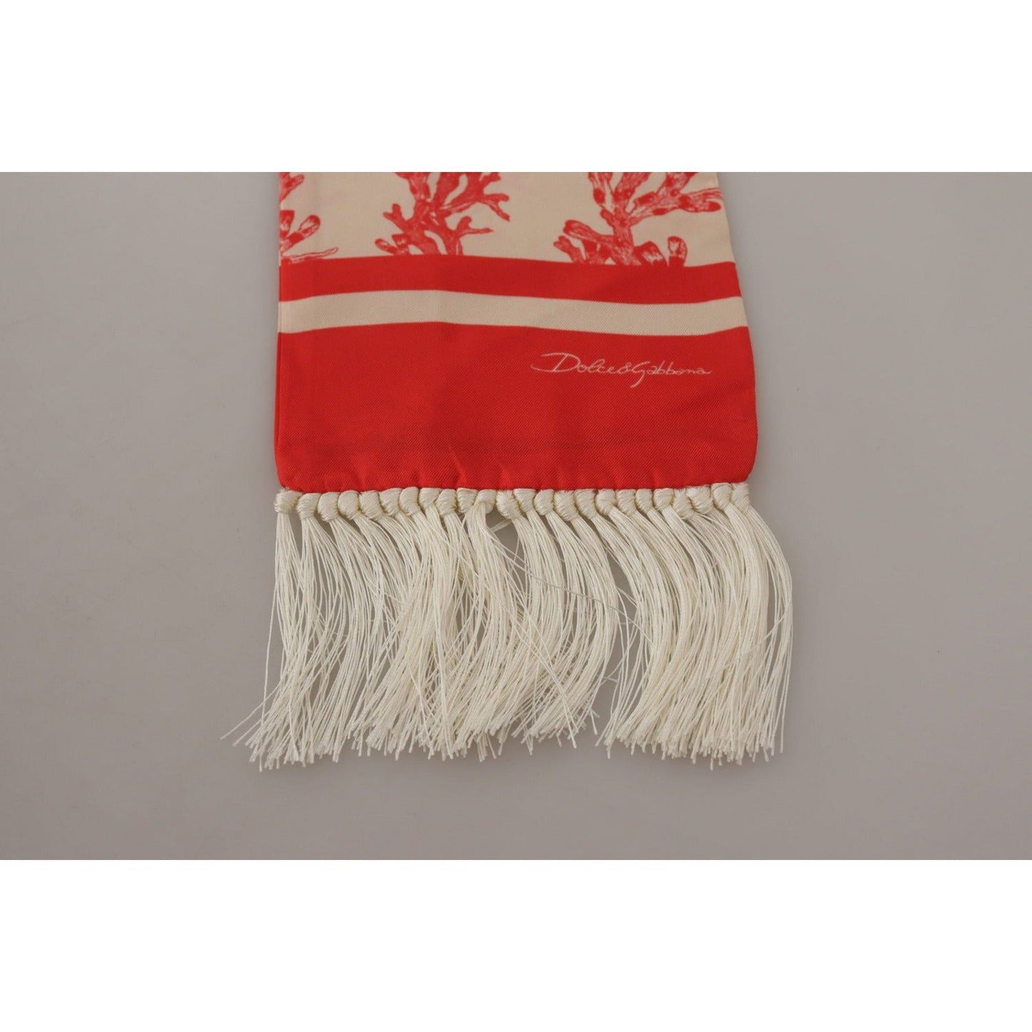 Elegant Silk Men's Scarf Wrap - Red Coral Print