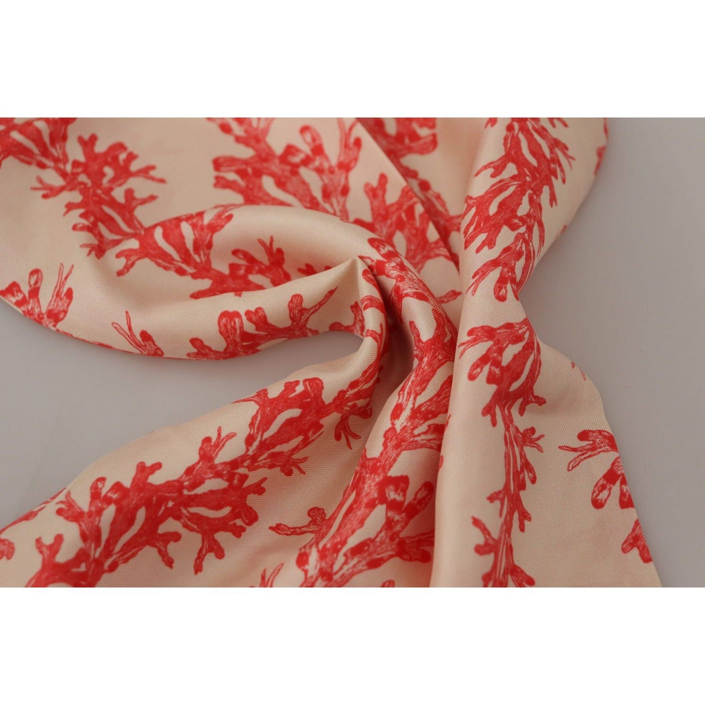 Elegant Silk Men's Scarf Wrap - Red Coral Print