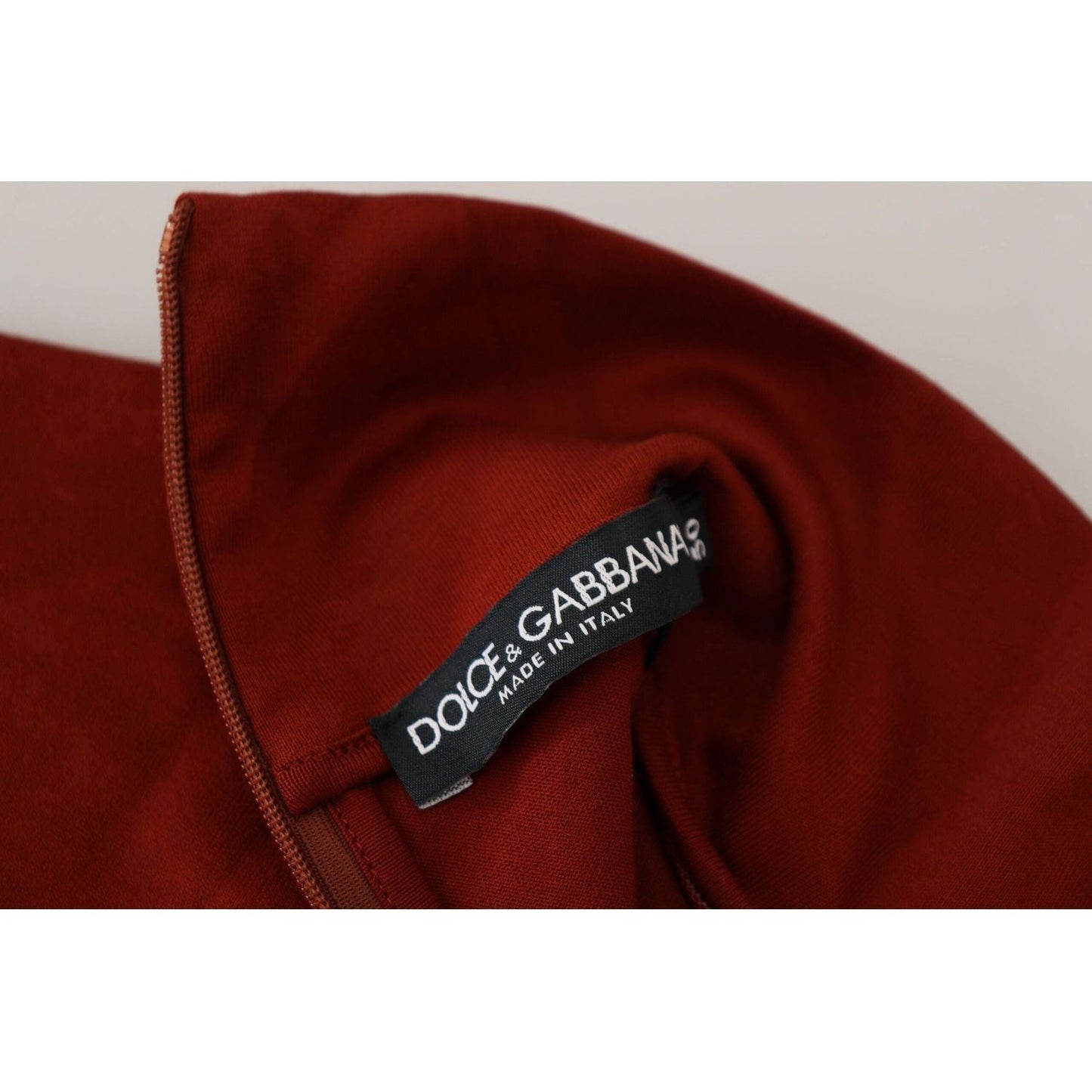 Dolce & Gabbana Elegant Maroon Collar Zip Sweater maroon-cotton-turtle-neck-zip-sweater