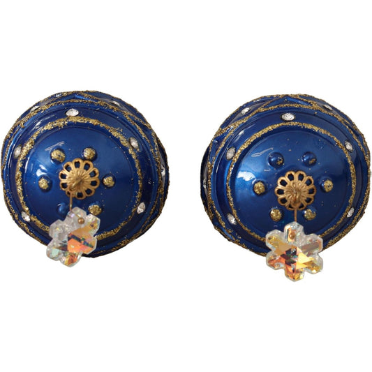 Dolce & Gabbana Blue Christmas Ball Crystal Hook Gold Brass Earrings blue-christmas-ball-crystal-hook-gold-brass-earrings WOMAN EARRING IMG_2046-d4483cff-374.jpg