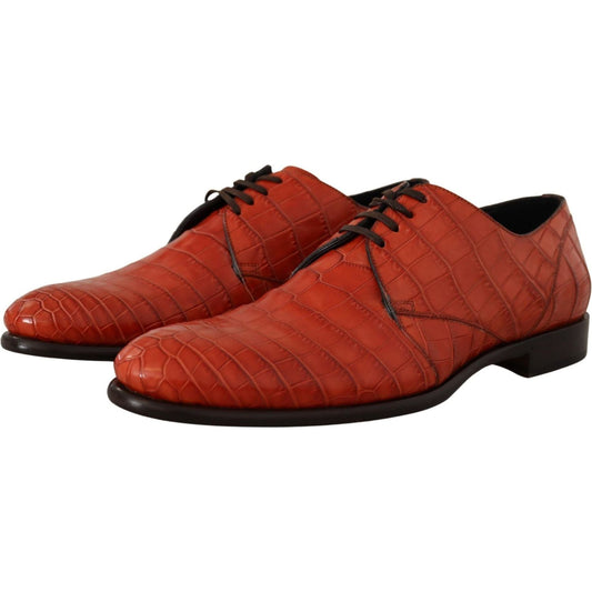 Dolce & Gabbana Exquisite Exotic Croc Leather Lace-Up Dress Shoes orange-exotic-leather-dress-derby-shoes IMG_2145-scaled-e90a2019-59e.jpg
