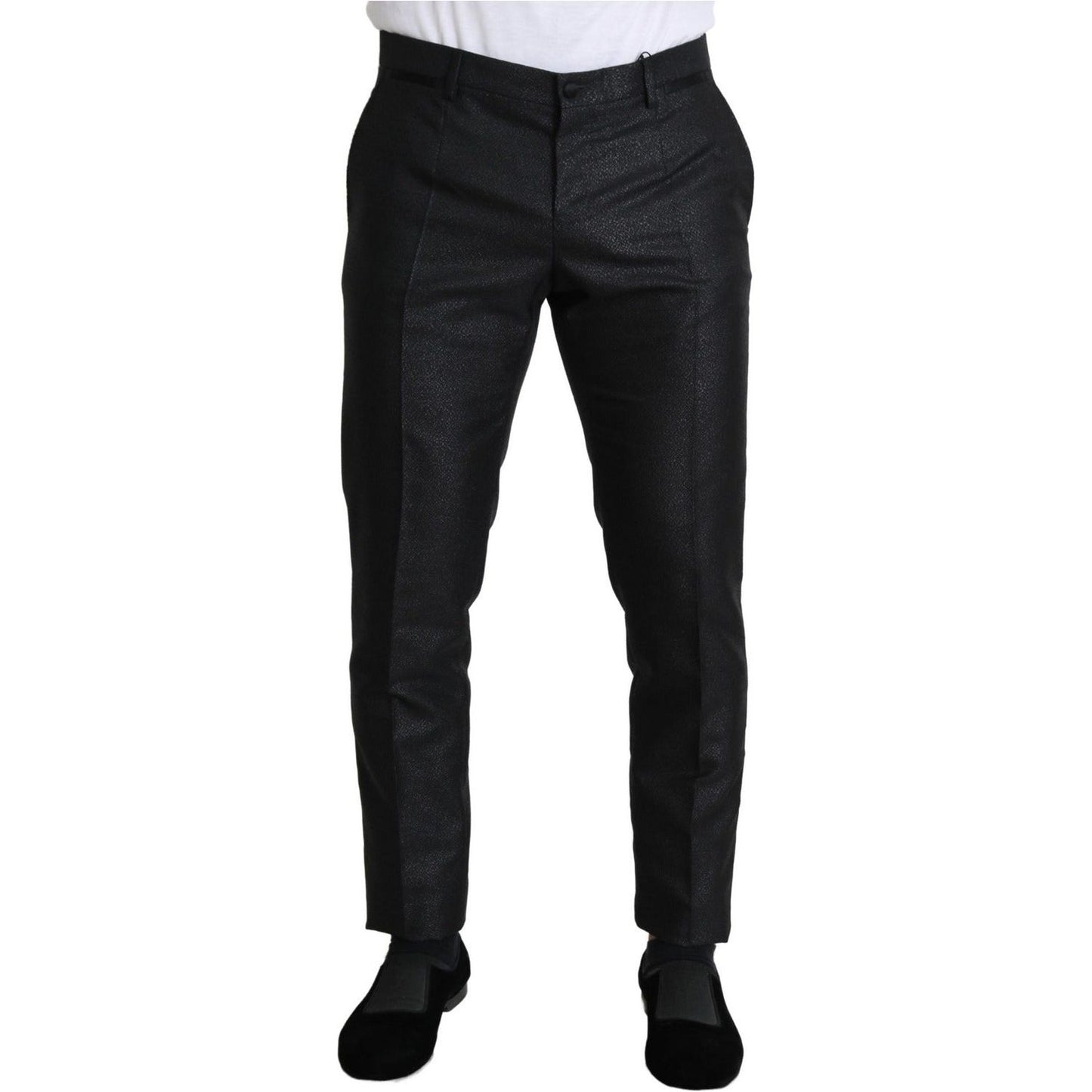 Dolce & Gabbana Elegant Metallic Black Dress Pants black-metallic-skinny-trouser-dress Jeans & Pants IMG_2238-scaled-0c474af6-3fd.jpg