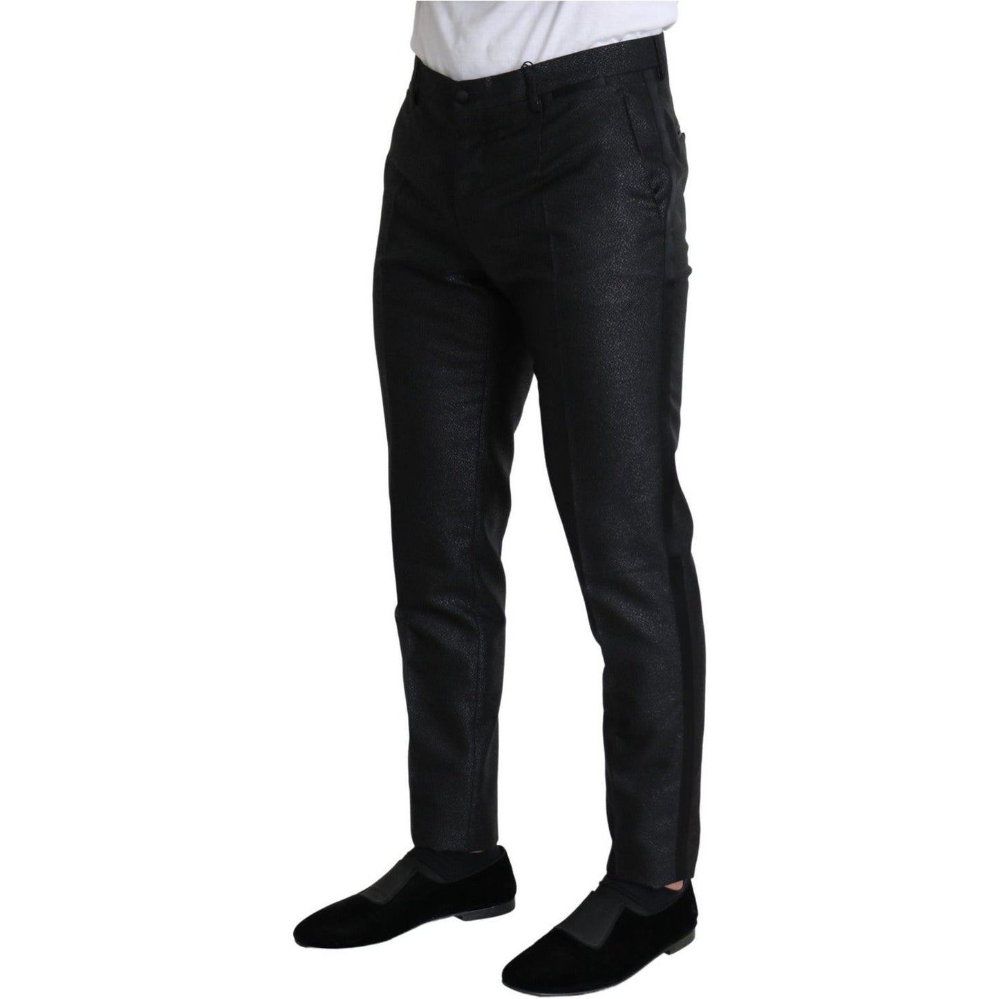 Dolce & Gabbana Elegant Metallic Black Dress Pants black-metallic-skinny-trouser-dress Jeans & Pants IMG_2239-scaled-a8ca3215-e4f.jpg