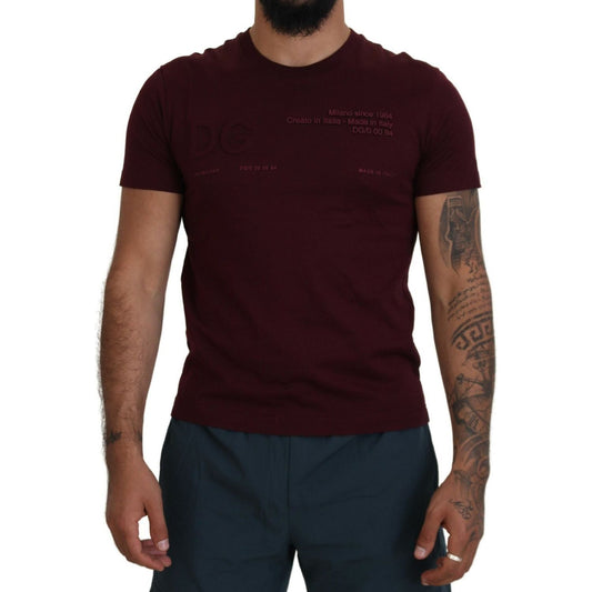 Dolce & Gabbana Elegant Maroon Crew Neck Casual Tee maroon-printed-short-sleeves-men-t-shirt