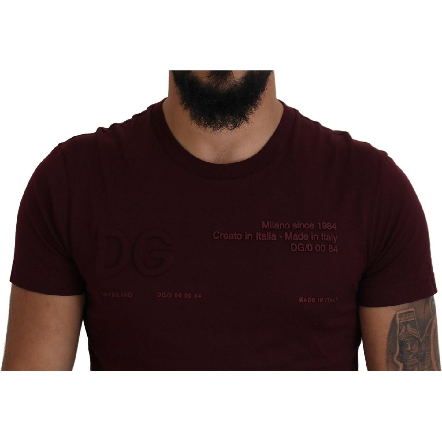 Dolce & Gabbana Elegant Maroon Crew Neck Casual Tee maroon-printed-short-sleeves-men-t-shirt