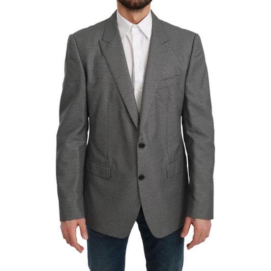 Dolce & Gabbana Elegant Gray Fantasy Pattern Slim Fit Blazer gray-slim-fit-formal-martini-blazer