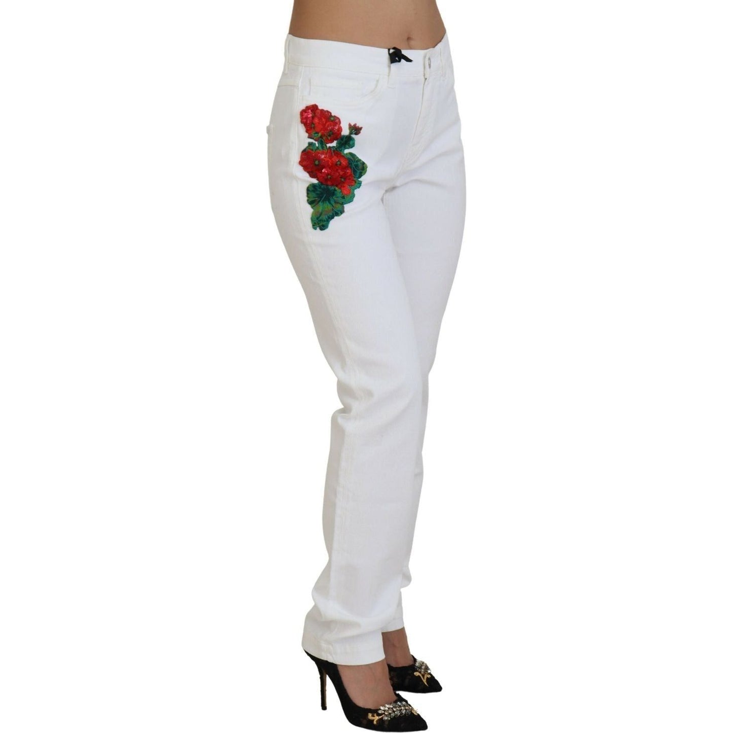 Dolce & GabbanaElegant White Mid Waist Skinny JeansMcRichard Designer Brands£459.00