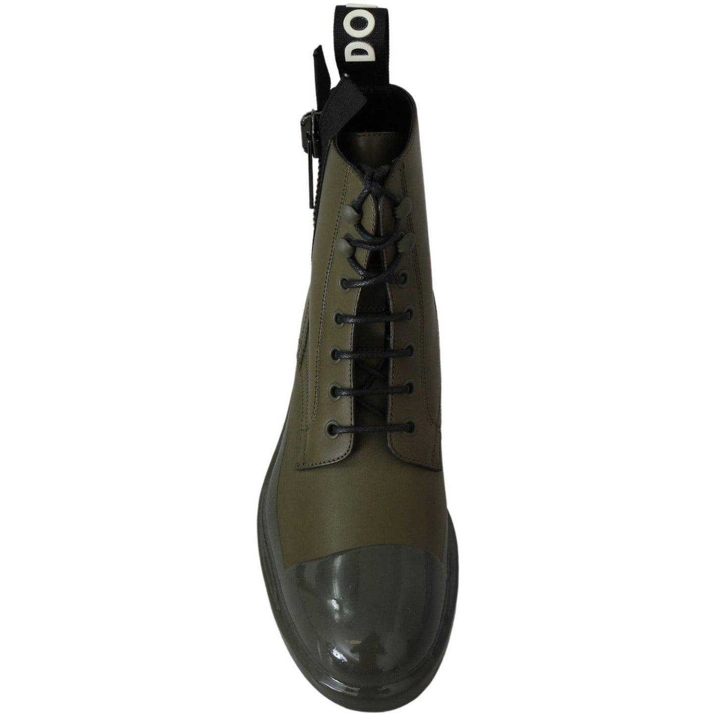Dolce & Gabbana Chic Military Green Leather Ankle Boots green-leather-boots-zipper-mens-shoes