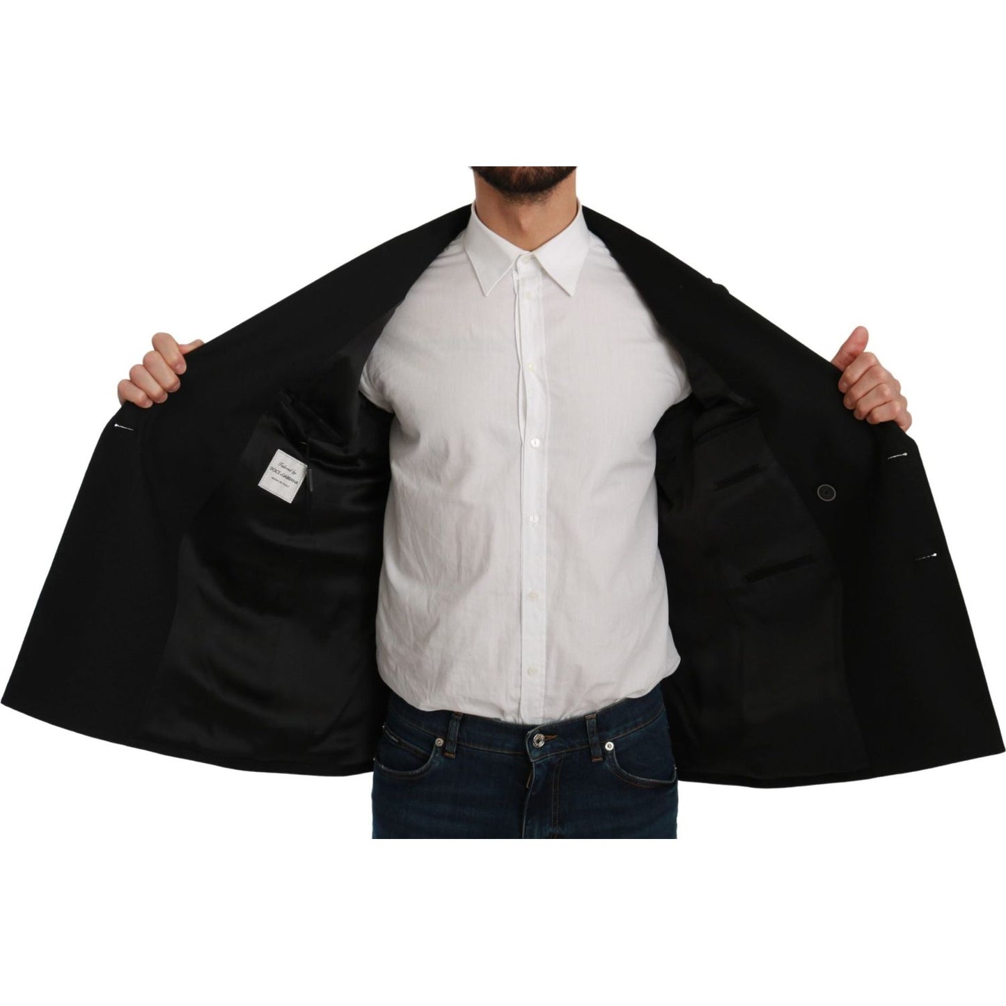 Dolce & Gabbana Elegant Black Slim Fit Formal Blazer black-slim-fit-jacket-coat-wool-blazer-1