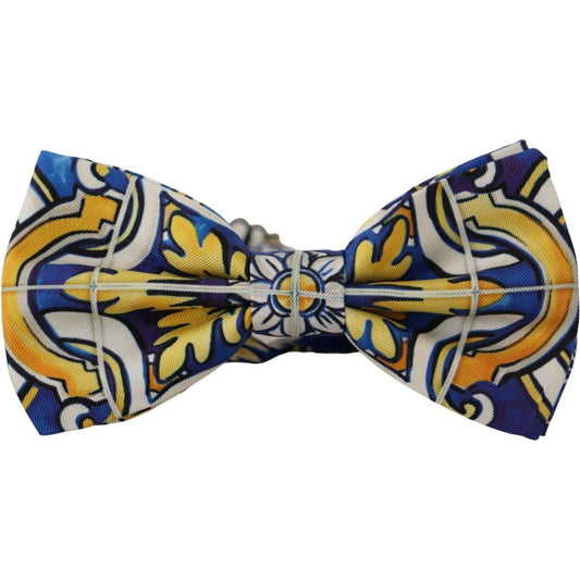 Multicolor Majolica Print Adjustable Papillon Bow Tie