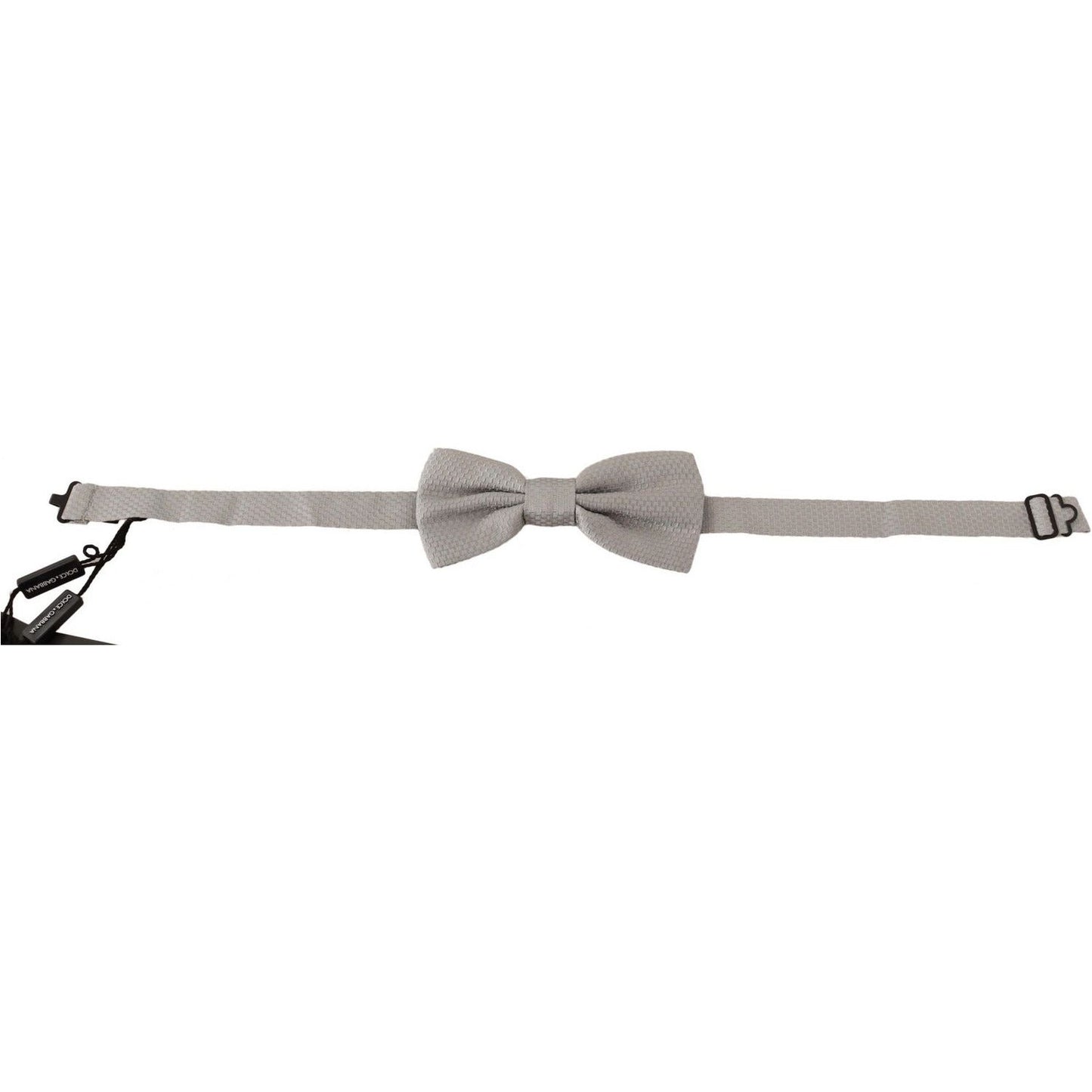 Dolce & Gabbana Silver Gray 100% Silk Adjustable Neck Papillon Bow Tie Bow Tie silver-gray-100-silk-adjustable-neck-papillon-bow-tie
