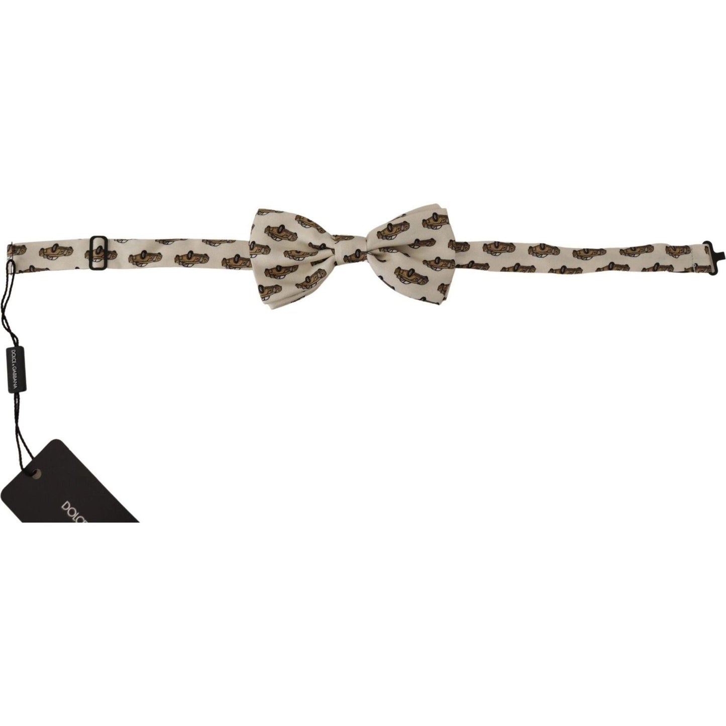 Elegant Car Print Silk Bow Tie