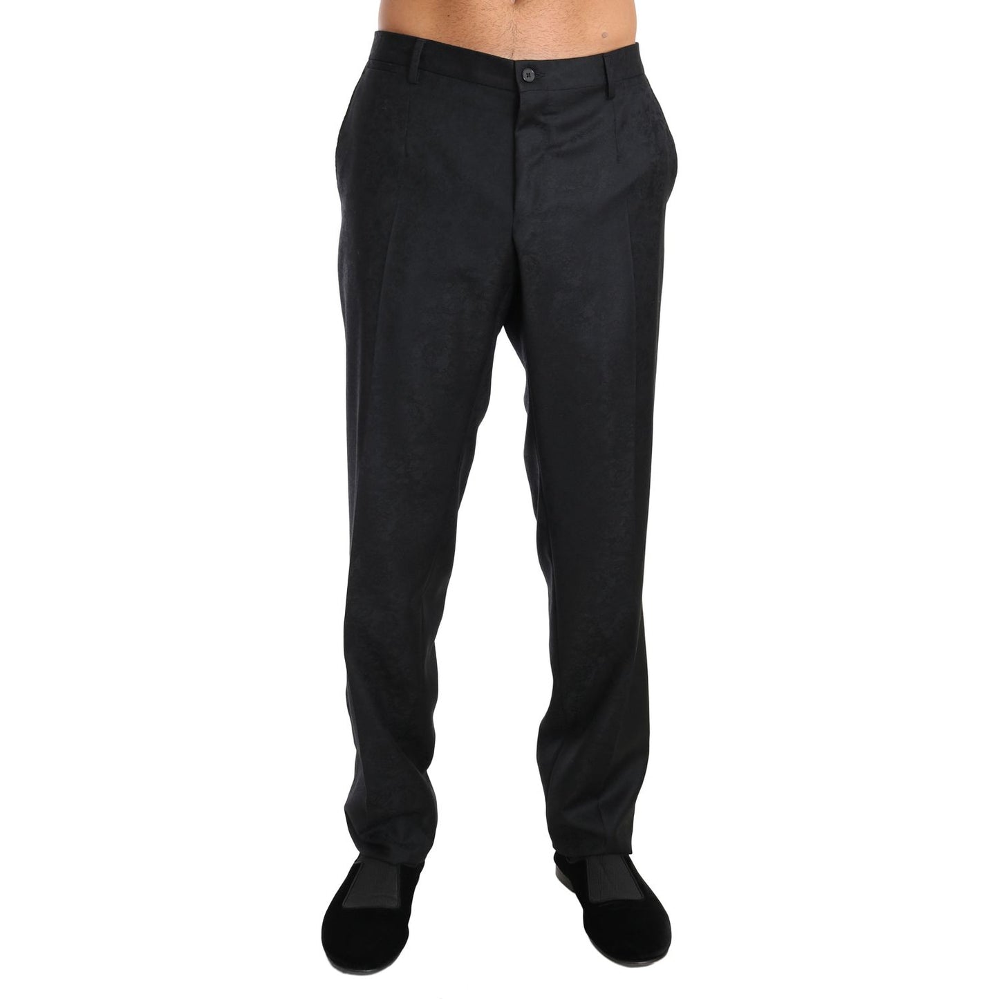 Dolce & Gabbana Elegant Gray Patterned Formal Pants gray-cotton-patterned-formal-trousers