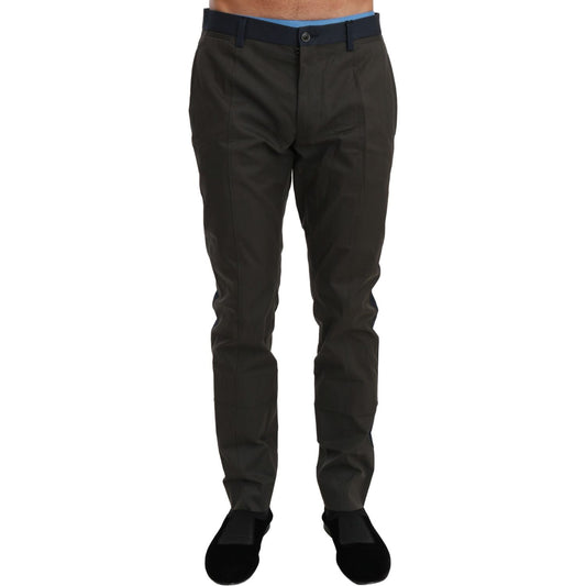 Dolce & Gabbana Elegant Slim Fit Striped Casual Pants blue-gray-stripes-trouser-cotton-pants