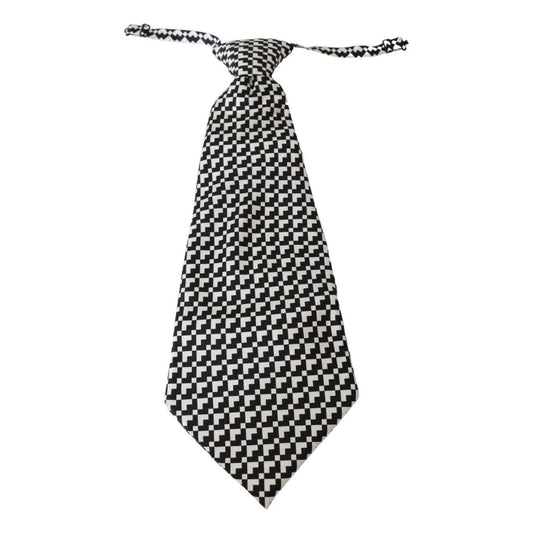 Elegant Black Patterned Silk Tie