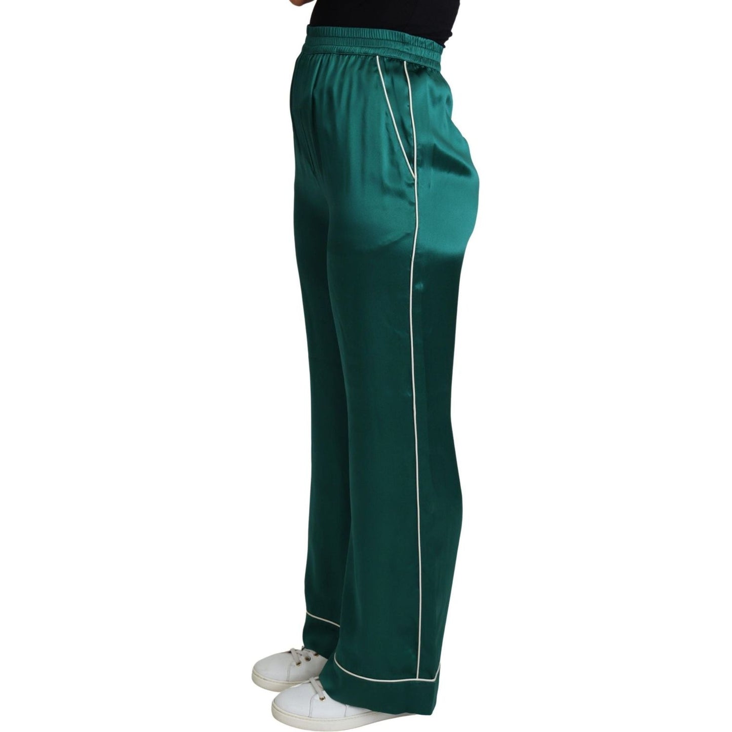 Dolce & Gabbana Exquisite Silk Pajama Trousers in Lush Green green-high-waist-pajama-trouser-silk-pant
