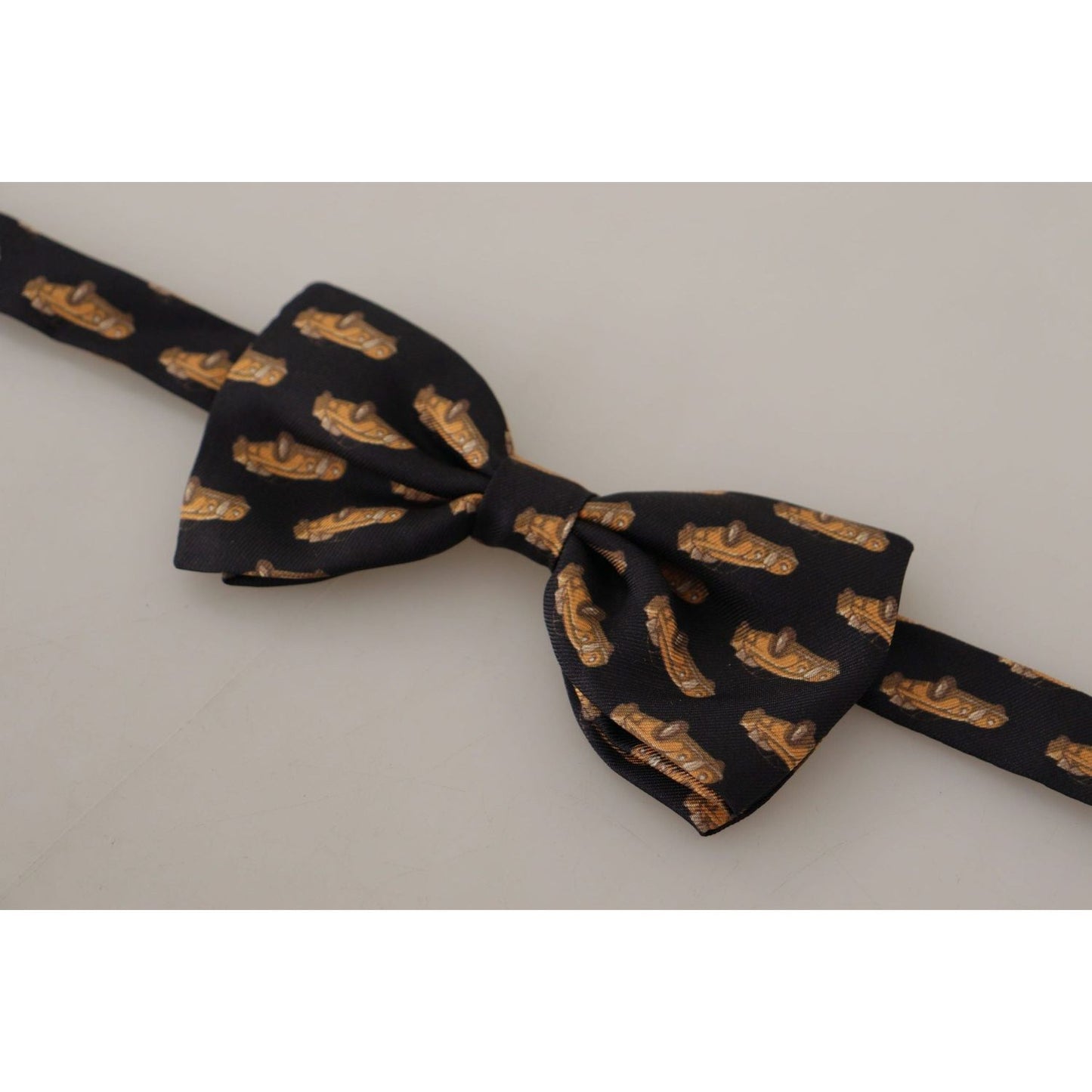 Black Orange Car Print Silk Bow Tie