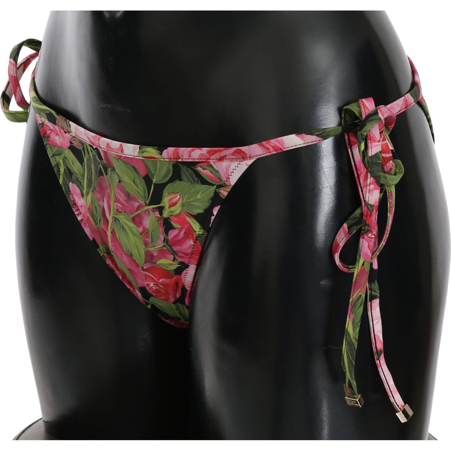 Dolce & Gabbana Elegant Rose Pattern Bikini Bottom black-pink-rose-print-bottom-bikini-beachwear IMG_3630-scaled-93d3a005-f92.jpg
