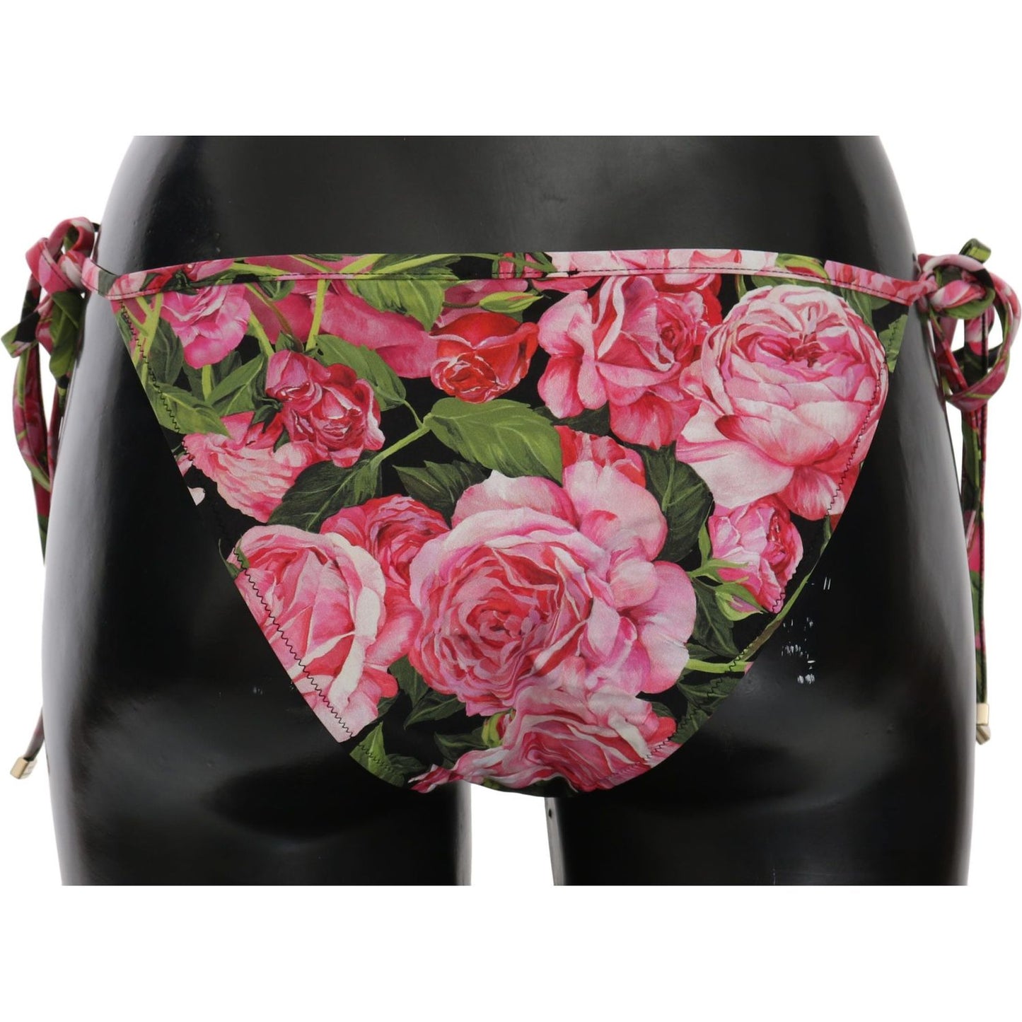Dolce & Gabbana Elegant Rose Pattern Bikini Bottom black-pink-rose-print-bottom-bikini-beachwear IMG_3631-scaled-0460ea67-2cc.jpg