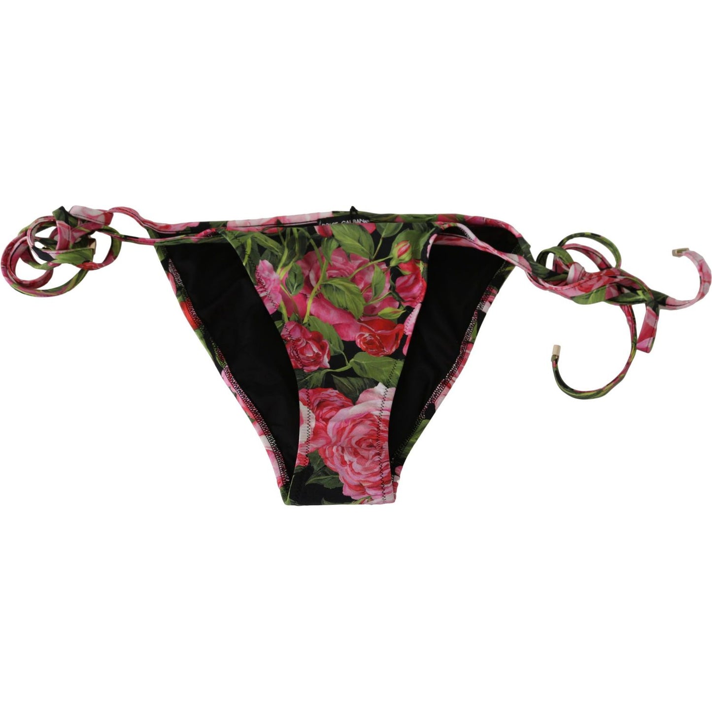 Dolce & Gabbana Elegant Rose Pattern Bikini Bottom black-pink-rose-print-bottom-bikini-beachwear IMG_3632-scaled-022c4345-3ff.jpg