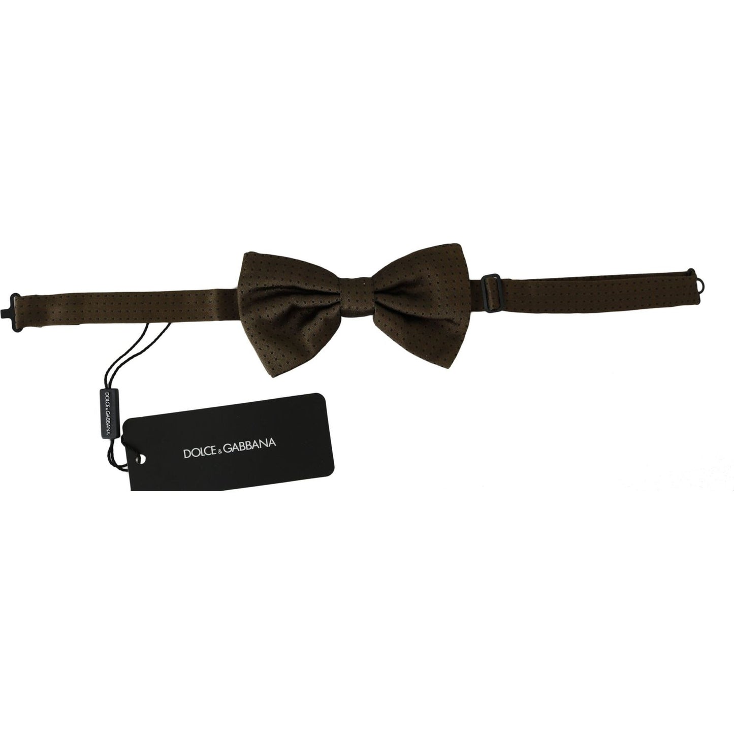 Dolce & Gabbana Elegant Brown Polka Dot Silk Bow Tie brown-polka-dots-silk-adjustable-neck-papillon-men-bow-tie Bow Tie